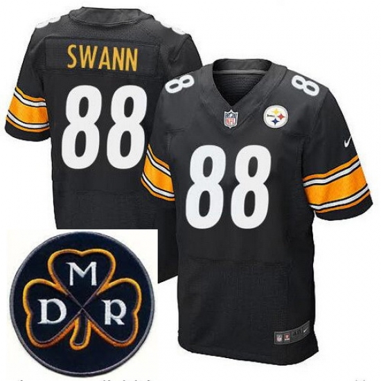Men's Nike Pittsburgh Steelers #88 Lynn Swann Elite Black NFL MDR Dan Rooney Patch Jersey Men's Nike Pittsburgh Steelers #88 Lynn Swann Elite Black NFL MDR Dan Rooney Patch Jersey