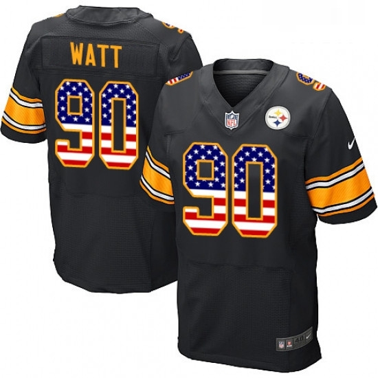 Mens Nike Pittsburgh Steelers 90 T J Watt Elite Black Home USA Flag Fashion NFL Jersey Mens Nike Pittsburgh Steelers 90 T J Watt Elite Black Home USA Flag Fashion NFL Jersey