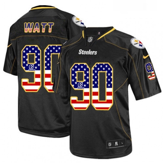 Mens Nike Pittsburgh Steelers 90 T J Watt Elite Black USA Flag Fashion NFL Jersey Mens Nike Pittsburgh Steelers 90 T J Watt Elite Black USA Flag Fashion NFL Jersey