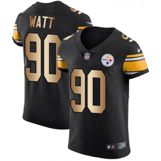 Mens Nike Pittsburgh Steelers 90 T J Watt Elite BlackGold Team Color NFL Jersey Mens Nike Pittsburgh Steelers 90 T J Watt Elite BlackGold Team Color NFL Jersey