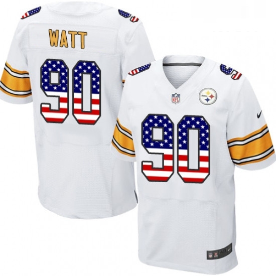Mens Nike Pittsburgh Steelers 90 T J Watt Elite White Road USA Flag Fashion NFL Jersey Mens Nike Pittsburgh Steelers 90 T J Watt Elite White Road USA Flag Fashion NFL Jersey