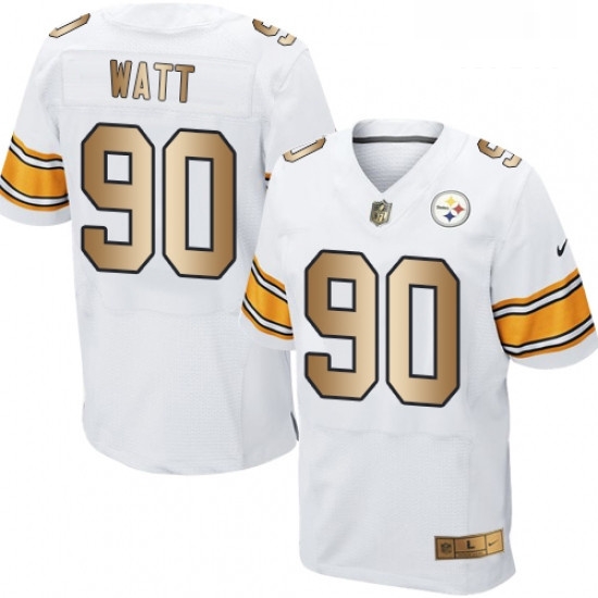 Mens Nike Pittsburgh Steelers 90 T J Watt Elite WhiteGold NFL Jersey Mens Nike Pittsburgh Steelers 90 T J Watt Elite WhiteGold NFL Jersey
