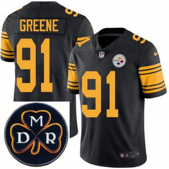 Men's Nike Pittsburgh Steelers #91 Kevin Greene Elite Black Rush NFL MDR Dan Rooney Patch Jersey Men's Nike Pittsburgh Steelers #91 Kevin Greene Elite Black Rush NFL MDR Dan Rooney Patch Jersey