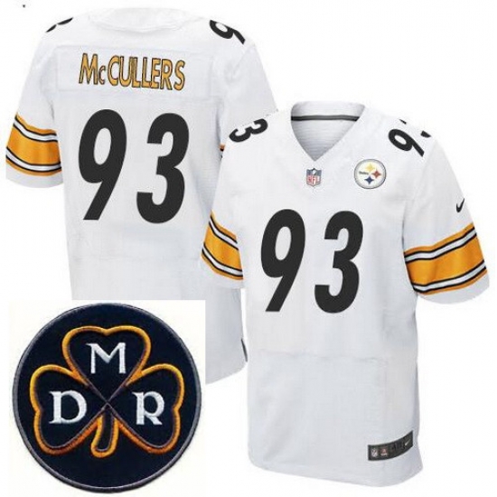 Men's Nike Pittsburgh Steelers #93 Dan McCullers Elite White NFL MDR Dan Rooney Patch Jersey Men's Nike Pittsburgh Steelers #93 Dan McCullers Elite White NFL MDR Dan Rooney Patch Jersey