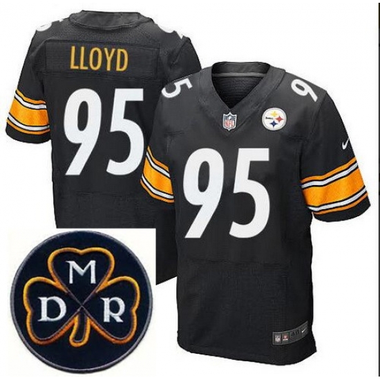 Men's Nike Pittsburgh Steelers #95 Greg Lloyd Elite Black NFL MDR Dan Rooney Patch Jersey Men's Nike Pittsburgh Steelers #95 Greg Lloyd Elite Black NFL MDR Dan Rooney Patch Jersey