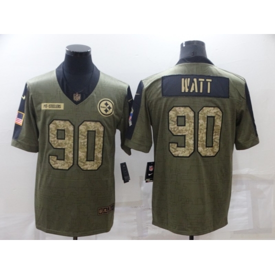 Men's Pittsburgh Steelers #90 T. J. Watt Camo 2021 Salute To Service Limited Player Jersey Men's Pittsburgh Steelers #90 T. J. Watt Camo 2021 Salute To Service Limited Player Jersey