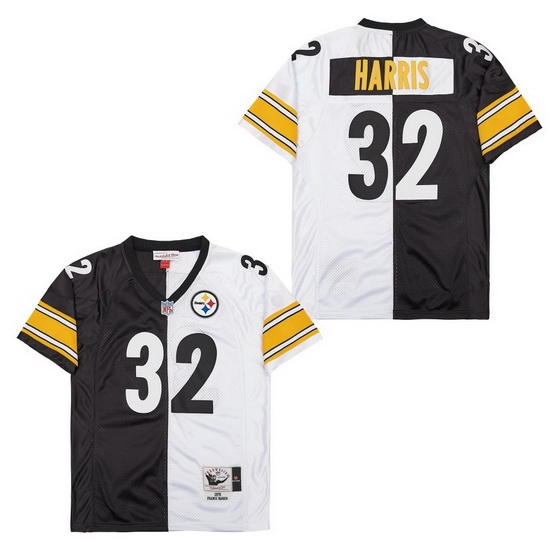 Men's Pittsburgh Steelers Franco Harris #32 White Black Split Stitched NFL Football Jersey Men's Pittsburgh Steelers Franco Harris #32 White Black Split Stitched NFL Football Jersey