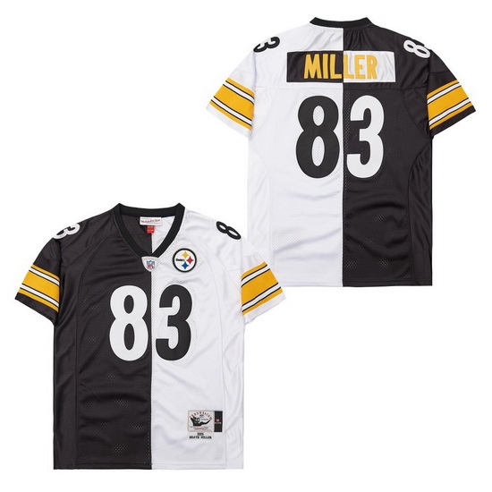 Men's Pittsburgh Steelers Heath Miller #83 White Black Split Stitched NFL Football Jersey Men's Pittsburgh Steelers Heath Miller #83 White Black Split Stitched NFL Football Jersey