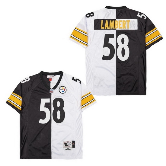 Men's Pittsburgh Steelers Jack Lambert #58 White Black Split Stitched NFL Football Jersey Men's Pittsburgh Steelers Jack Lambert #58 White Black Split Stitched NFL Football Jersey