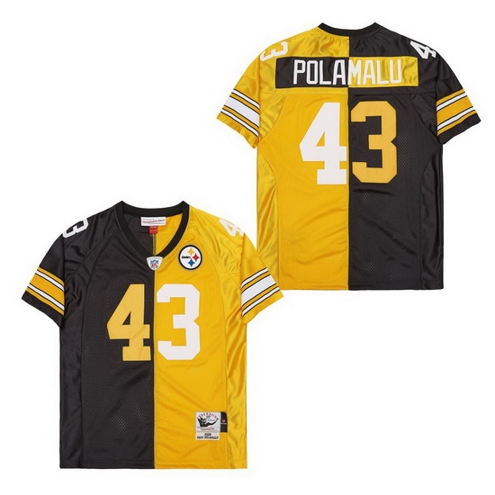 Men's Pittsburgh Steelers Troy Polamalu #43 Gold Black Split Stitched NFL Football Jersey Men's Pittsburgh Steelers Troy Polamalu #43 Gold Black Split Stitched NFL Football Jersey