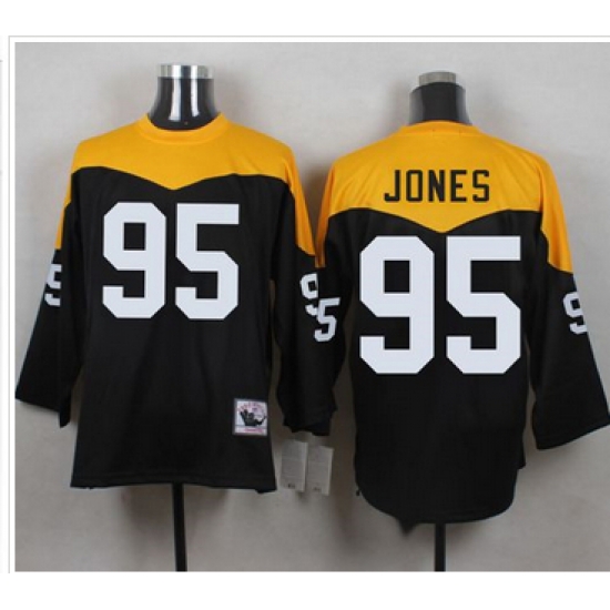 Mitchell And Ness 1967 Pittsburgh Steelers 95 Jarvis Jones Black Yelllow Throwback Men 27s Stitched Mitchell And Ness 1967 Pittsburgh Steelers 95 Jarvis Jones Black Yelllow Throwback Men 27s Stitched