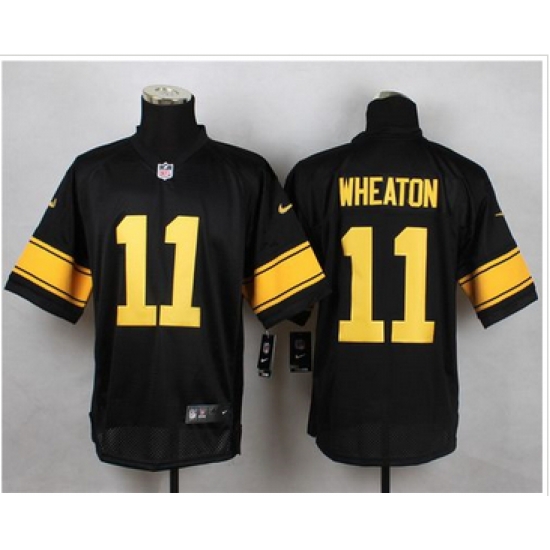 Nike Pittsburgh Steelers #11 Markus Wheaton Black(Gold No.) Mens Stitched NFL Elite Jersey Nike Pittsburgh Steelers #11 Markus Wheaton Black(Gold No.) Mens Stitched NFL Elite Jersey