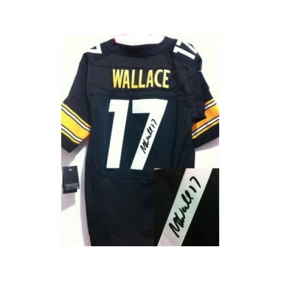 Nike Pittsburgh Steelers 17 Mike Wallace Black Elite Signed NFL Jersey Nike Pittsburgh Steelers 17 Mike Wallace Black Elite Signed NFL Jersey