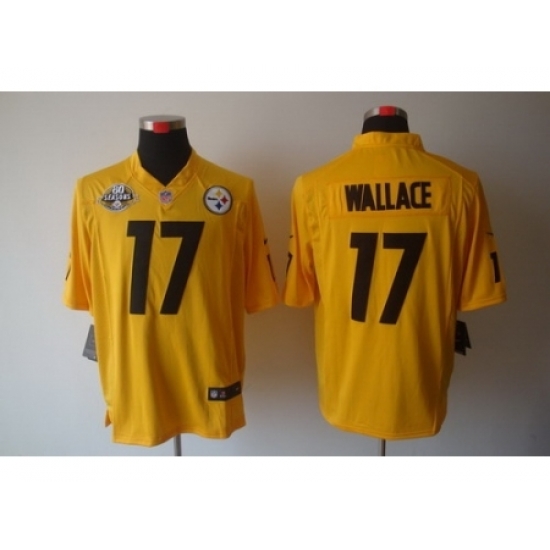 Nike Pittsburgh Steelers 17 Mike Wallace Yellow Game W 80th Pat-ch NFL Jersey Nike Pittsburgh Steelers 17 Mike Wallace Yellow Game W 80th Pat-ch NFL Jersey