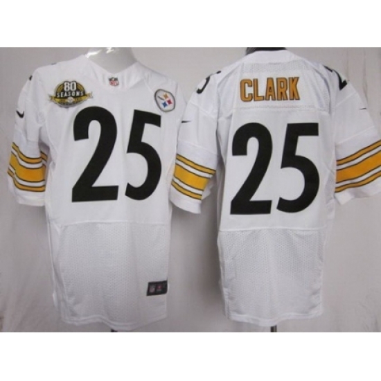 Nike Pittsburgh Steelers 25 Ryan Clark White Elite W 80 Anniversary Patch NFL Jersey Nike Pittsburgh Steelers 25 Ryan Clark White Elite W 80 Anniversary Patch NFL Jersey