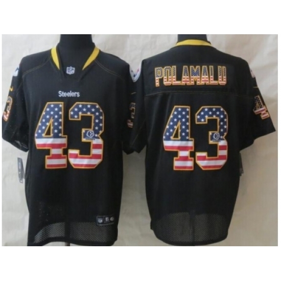 Nike Pittsburgh Steelers 43 Troy Polamalu Black Elite USA Flag Fashion NFL Jersey Nike Pittsburgh Steelers 43 Troy Polamalu Black Elite USA Flag Fashion NFL Jersey