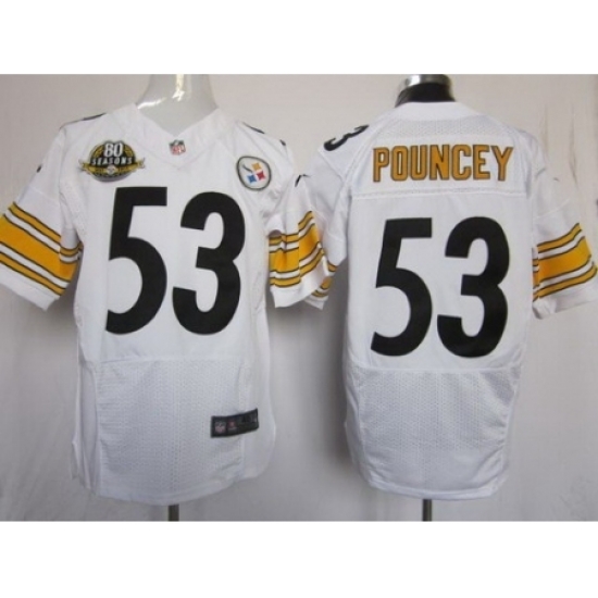 Nike Pittsburgh Steelers 53 Maurkice Pouncey White Elite W 80 Anniversary Patch NFL Jersey Nike Pittsburgh Steelers 53 Maurkice Pouncey White Elite W 80 Anniversary Patch NFL Jersey