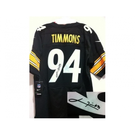 Nike Pittsburgh Steelers 94 Lawrence Timmons Black Elite Signed NFL Jersey Nike Pittsburgh Steelers 94 Lawrence Timmons Black Elite Signed NFL Jersey