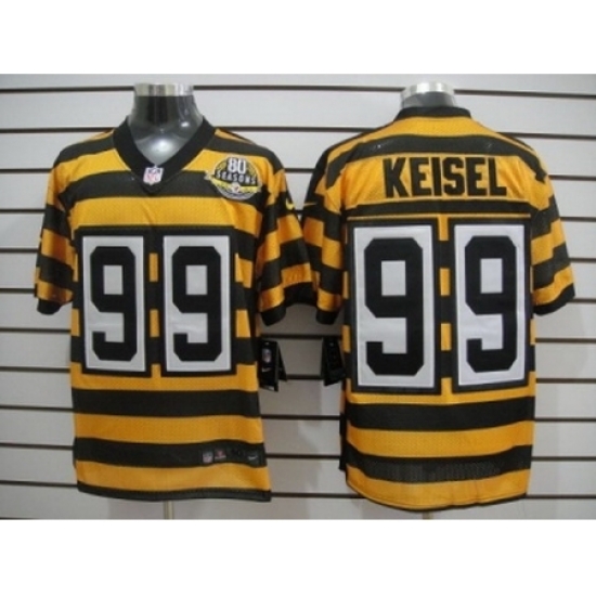 Nike Pittsburgh Steelers 99 Brett Keisel Yellow Black Elite 80th Throwback NFL Jersey