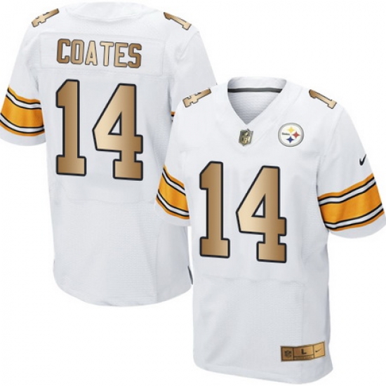 Nike Steelers #14 Sammie Coates White Mens Stitched NFL Elite Gold Jersey Nike Steelers #14 Sammie Coates White Mens Stitched NFL Elite Gold Jersey