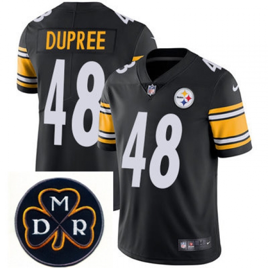 Nike Steelers #48 Bud Dupree Black Mens NFL Vapor Untouchable Limited Stitched With MDR Dan Rooney Patch Jersey Nike Steelers #48 Bud Dupree Black Mens NFL Vapor Untouchable Limited Stitched With MDR Dan Rooney Patch Jersey