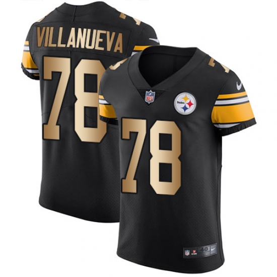 Nike Steelers #78 Alejandro Villanueva Black Team Color Mens Stitched NFL Elite Gold Jersey Nike Steelers #78 Alejandro Villanueva Black Team Color Mens Stitched NFL Elite Gold Jersey