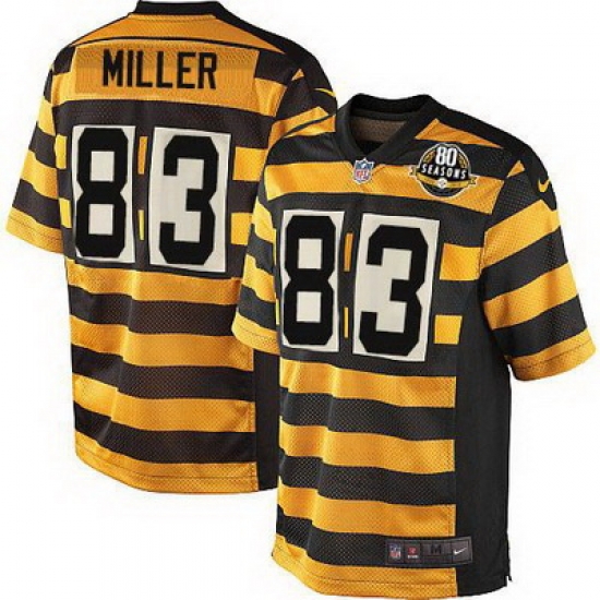 Nike Steelers #83 Heath Miller Yellow Black Alternate Mens Stitched NFL 80TH Throwback Elite Jersey Nike Steelers #83 Heath Miller Yellow Black Alternate Mens Stitched NFL 80TH Throwback Elite Jersey