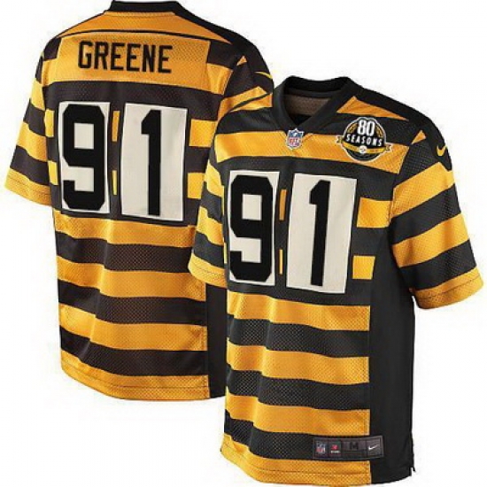 Nike Steelers #91 Kevin Greene Yellow Black Alternate Mens Stitched NFL 80TH Throwback Elite Jersey Nike Steelers #91 Kevin Greene Yellow Black Alternate Mens Stitched NFL 80TH Throwback Elite Jersey
