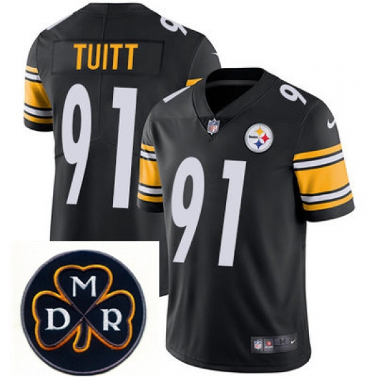 Nike Steelers #91 Stephon Tuitt Black Mens NFL Vapor Untouchable Limited Stitched With MDR Dan Rooney Patch Jersey Nike Steelers #91 Stephon Tuitt Black Mens NFL Vapor Untouchable Limited Stitched With MDR Dan Rooney Patch Jersey