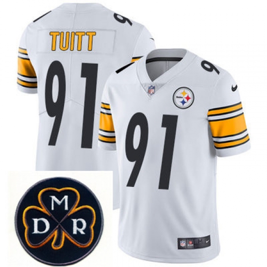 Nike Steelers #91 Stephon Tuitt White Mens NFL Vapor Untouchable Limited Stitched With MDR Dan Rooney Patch Jersey Nike Steelers #91 Stephon Tuitt White Mens NFL Vapor Untouchable Limited Stitched With MDR Dan Rooney Patch Jersey