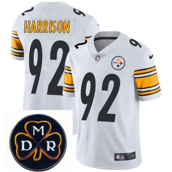 Nike Steelers #92 James Harrison White Mens NFL Vapor Untouchable Limited Stitched With MDR Dan Rooney Patch Jersey Nike Steelers #92 James Harrison White Mens NFL Vapor Untouchable Limited Stitched With MDR Dan Rooney Patch Jersey
