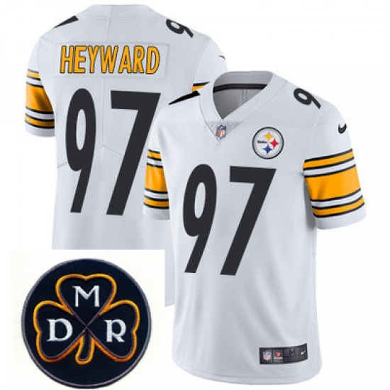 Nike Steelers #97 Cameron Heyward White Mens NFL Vapor Untouchable Limited Stitched With MDR Dan Rooney Patch Jersey Nike Steelers #97 Cameron Heyward White Mens NFL Vapor Untouchable Limited Stitched With MDR Dan Rooney Patch Jersey