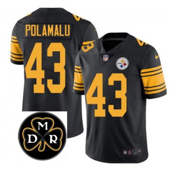 Nike Steelers Troy Polamalu Black Men's Stitched NFL Stitched MDR Patch Limited Rush Jersey Nike Steelers Troy Polamalu Black Men's Stitched NFL Stitched MDR Patch Limited Rush Jersey