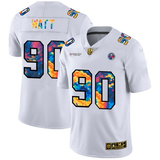 Pittsburgh Steelers 90 T J Watt Men White Nike Multi Color 2020 NFL Crucial Catch Limited NFL Jersey Pittsburgh Steelers 90 T J Watt Men White Nike Multi Color 2020 NFL Crucial Catch Limited NFL Jersey