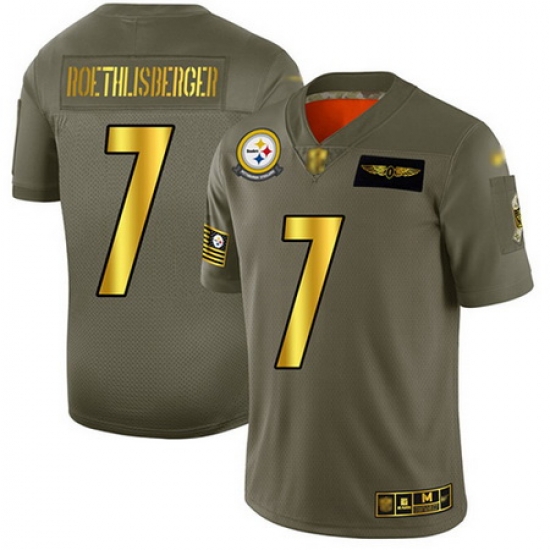 Steelers 7 Ben Roethlisberger Camo Gold Men Stitched Football Limited 2019 Salute To Service Jersey Steelers 7 Ben Roethlisberger Camo Gold Men Stitched Football Limited 2019 Salute To Service Jersey