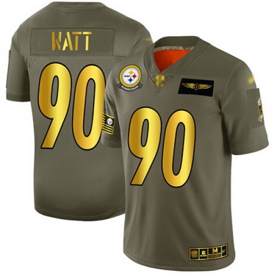 Steelers 90 T J Watt Camo Gold Men Stitched Football Limited 2019 Salute To Service Jersey Steelers 90 T J Watt Camo Gold Men Stitched Football Limited 2019 Salute To Service Jersey