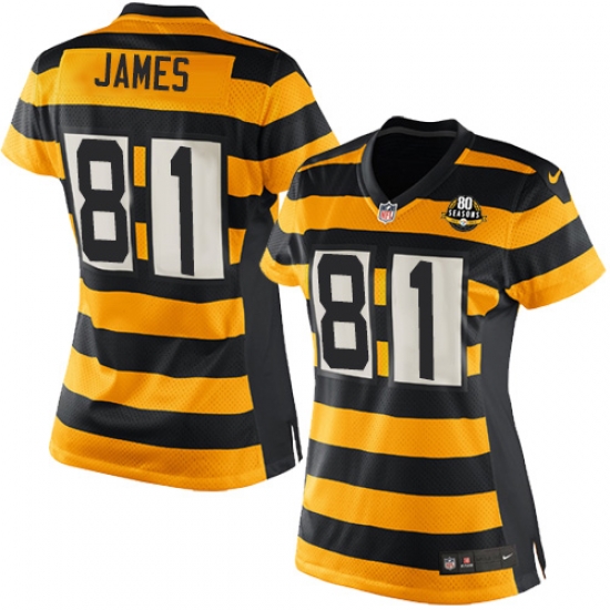 NFL Pittsburgh Steelers Nike Jesse James Womens Gold Black Game Jersey#81 80th Anniversary Jersey NFL Pittsburgh Steelers Nike Jesse James Womens Gold Black Game Jersey#81 80th Anniversary Jersey