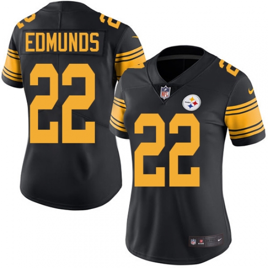 Nike Steelers #22 Terrell Edmunds Black Womens Stitched NFL Limited Rush Jersey Nike Steelers #22 Terrell Edmunds Black Womens Stitched NFL Limited Rush Jersey