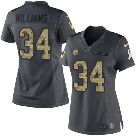 Nike Steelers #34 DeAngelo Williams Black Womens Stitched NFL Limited 2016 Salute to Service Jersey Nike Steelers #34 DeAngelo Williams Black Womens Stitched NFL Limited 2016 Salute to Service Jersey