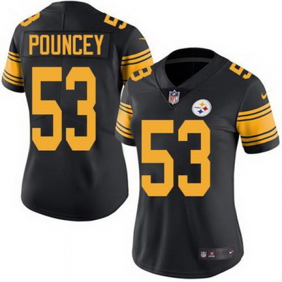 Nike Steelers #53 Maurkice Pouncey Black Womens Stitched NFL Limited Rush Jersey Nike Steelers #53 Maurkice Pouncey Black Womens Stitched NFL Limited Rush Jersey