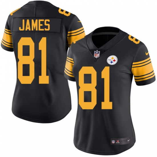 Nike Steelers #81 Jesse James Black Womens Stitched NFL Limited Rush Jersey Nike Steelers #81 Jesse James Black Womens Stitched NFL Limited Rush Jersey