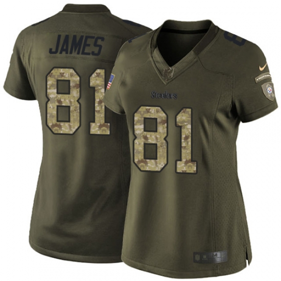 Nike Steelers #81 Jesse James Green Womens Stitched NFL Limited 2015 Salute to Service Jersey Nike Steelers #81 Jesse James Green Womens Stitched NFL Limited 2015 Salute to Service Jersey