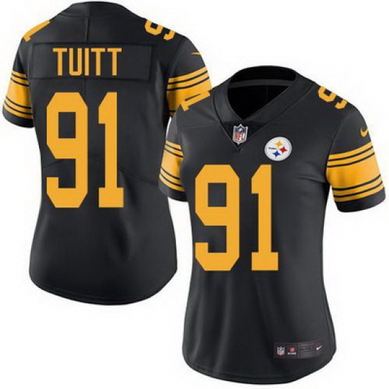 Nike Steelers #91 Stephon Tuitt Black Womens Stitched NFL Limited Rush Jersey Nike Steelers #91 Stephon Tuitt Black Womens Stitched NFL Limited Rush Jersey