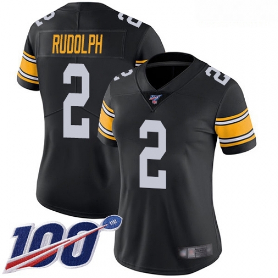Steelers #2 Mason Rudolph Black Alternate Women Stitched Football 100th Season Vapor Limited Jersey Steelers #2 Mason Rudolph Black Alternate Women Stitched Football 100th Season Vapor Limited Jersey