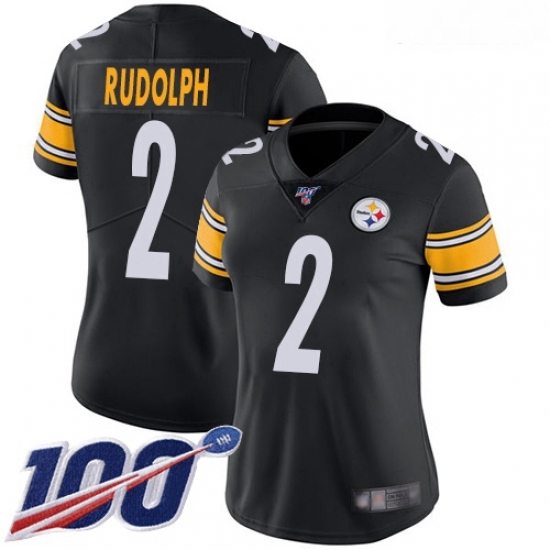 Steelers #2 Mason Rudolph Black Team Color Women Stitched Football 100th Season Vapor Limited Jersey Steelers #2 Mason Rudolph Black Team Color Women Stitched Football 100th Season Vapor Limited Jersey