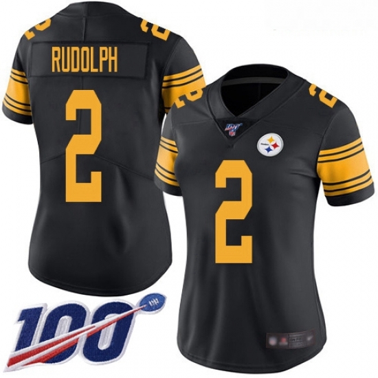 Steelers #2 Mason Rudolph Black Women Stitched Football Limited Rush 100th Season Jersey Steelers #2 Mason Rudolph Black Women Stitched Football Limited Rush 100th Season Jersey