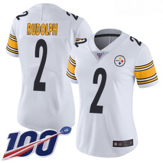 Steelers #2 Mason Rudolph White Women Stitched Football 100th Season Vapor Limited Jersey Steelers #2 Mason Rudolph White Women Stitched Football 100th Season Vapor Limited Jersey