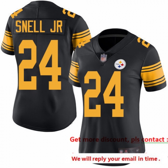 Steelers 24 Benny Snell Jr Black Women Stitched Football Limited Rush Jersey Steelers 24 Benny Snell Jr Black Women Stitched Football Limited Rush Jersey