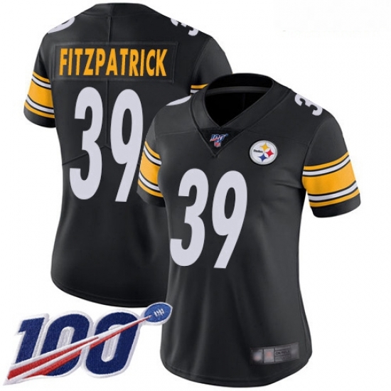 Steelers #39 Minkah Fitzpatrick Black Team Color Women Stitched Football 100th Season Vapor Limited Jersey Steelers #39 Minkah Fitzpatrick Black Team Color Women Stitched Football 100th Season Vapor Limited Jersey