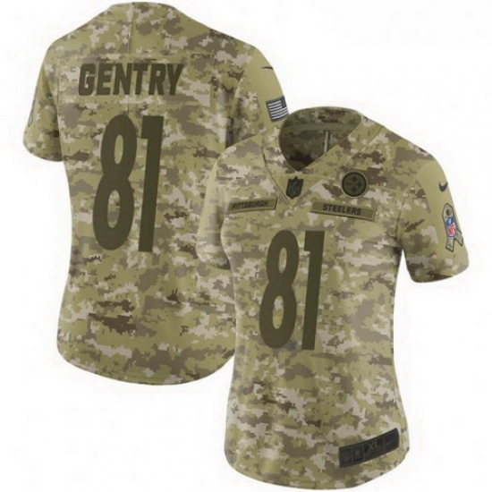 Women Nike 81 Zach Gentry Pittsburgh Steelers Limited Camo 2018 Salute to Service Jersey Women Nike 81 Zach Gentry Pittsburgh Steelers Limited Camo 2018 Salute to Service Jersey